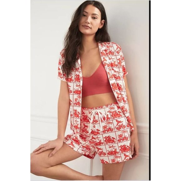 FARM Rio Other - FARM Rio Anthropologie Tropical Tile Pajama Lounge Set Shorts Top Size L NEW